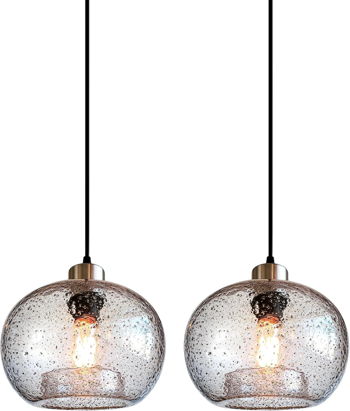 CASAMOTION Glass Pendant Lights, Marble Clear, 2 Pack