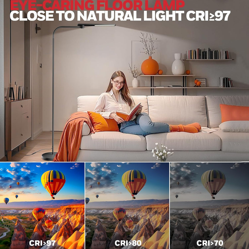 Honeywell LED Floor Lamp for Reading CRI97 Full Spectrum Dimmable Gooseneck
