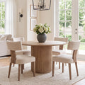 HNY Mid Century Modern Dining Chairs Set of 4, Upholstered Linen Kitchen & Dining Room Chairs with Ergonomic Curved Backrest, Solid Wood Legs, Farmhouse Accent Chair for Home, Apartment, Beige
