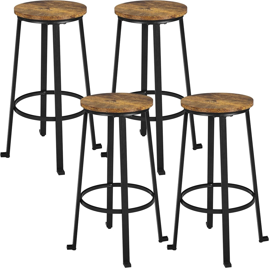 Yaheetech 29.5" Bar Stools Set of 4, Industrial Metal Legs, Rustic Brown