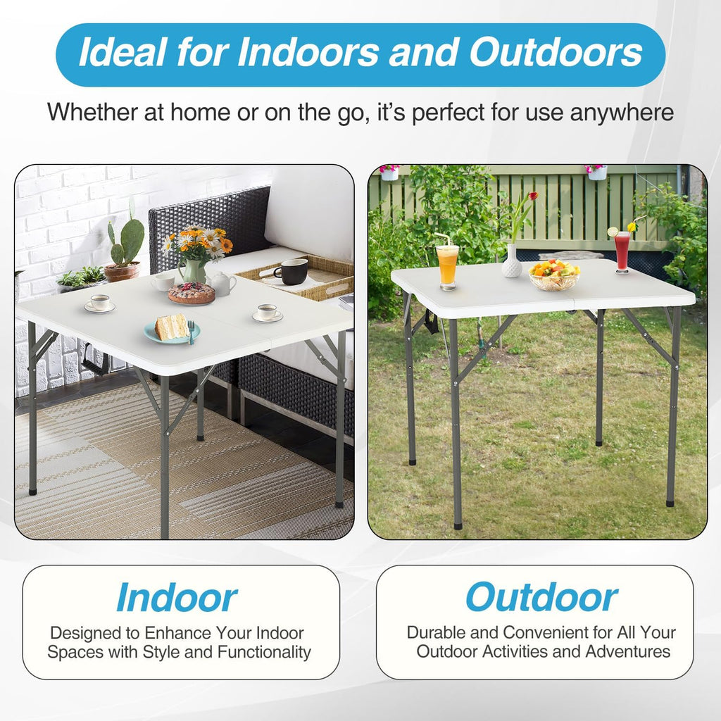 FDW | 34" Folding Table | White | Portable Plastic Table