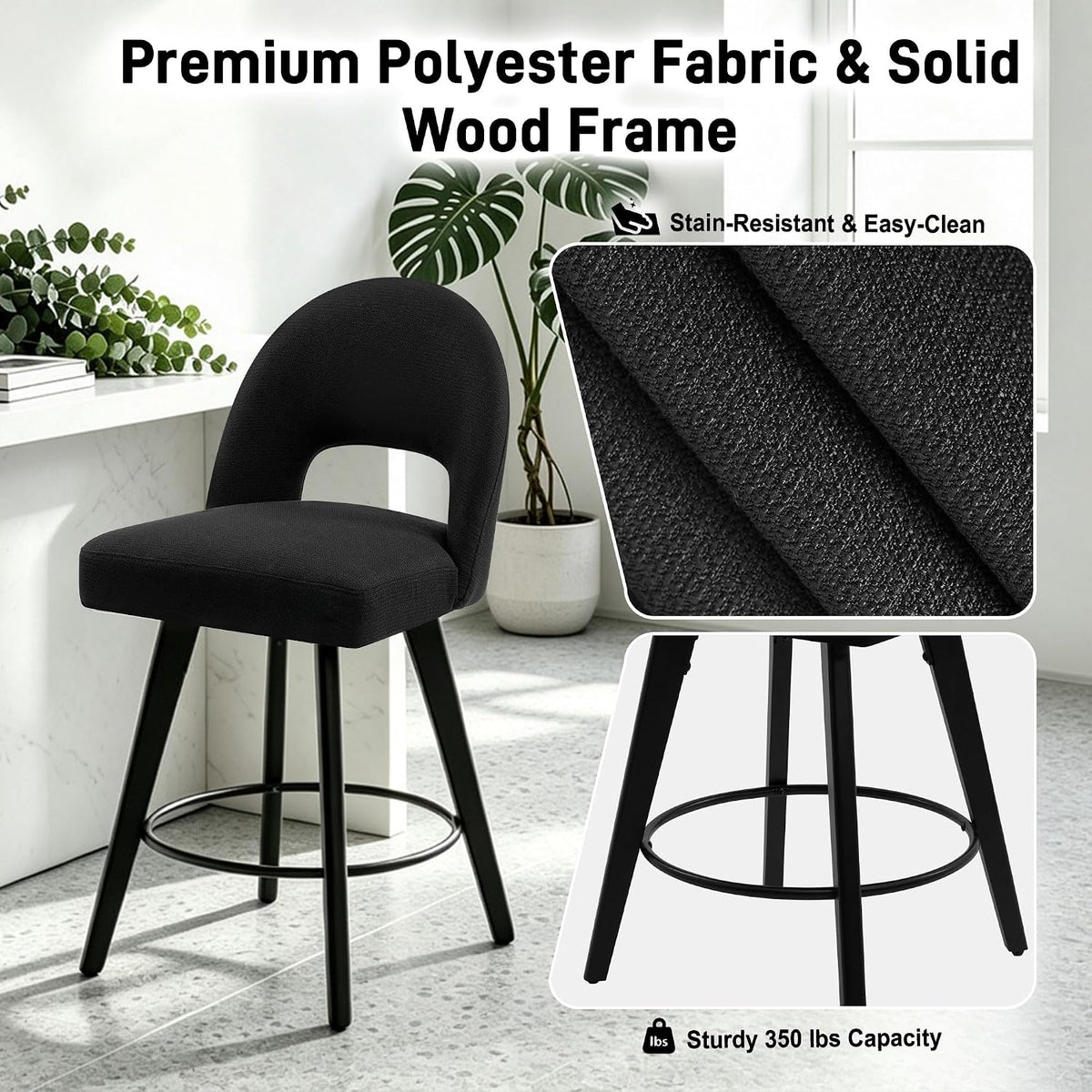 Counter Height Bar Stool, Swivel Upholstered Bar Chair