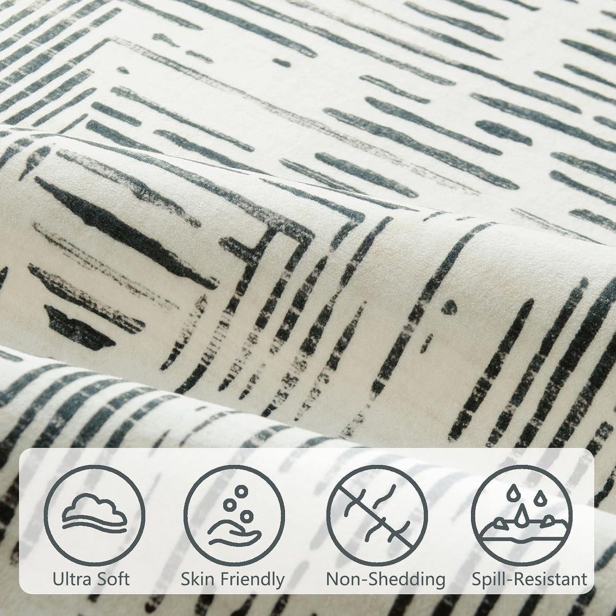 BLISSA 8x10 Area Rugs for Living Room - Soft Washable Geometric Black White