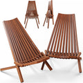Melino 2-Pack Wooden Folding Tamarack Chair, Low Profile Outdoor Lounge
