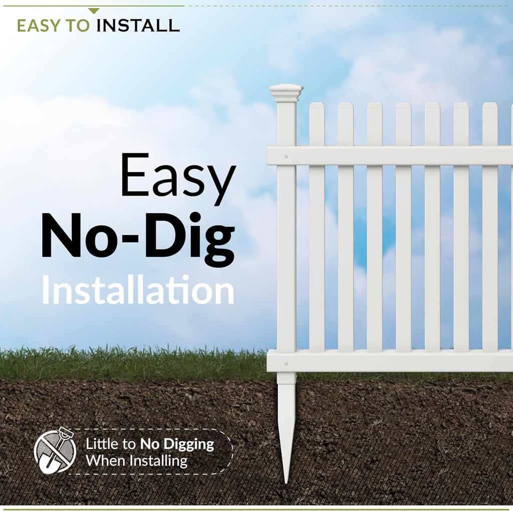 Zippity Roger Rabbit Garden Fence, White Vinyl DIY No Dig Kit