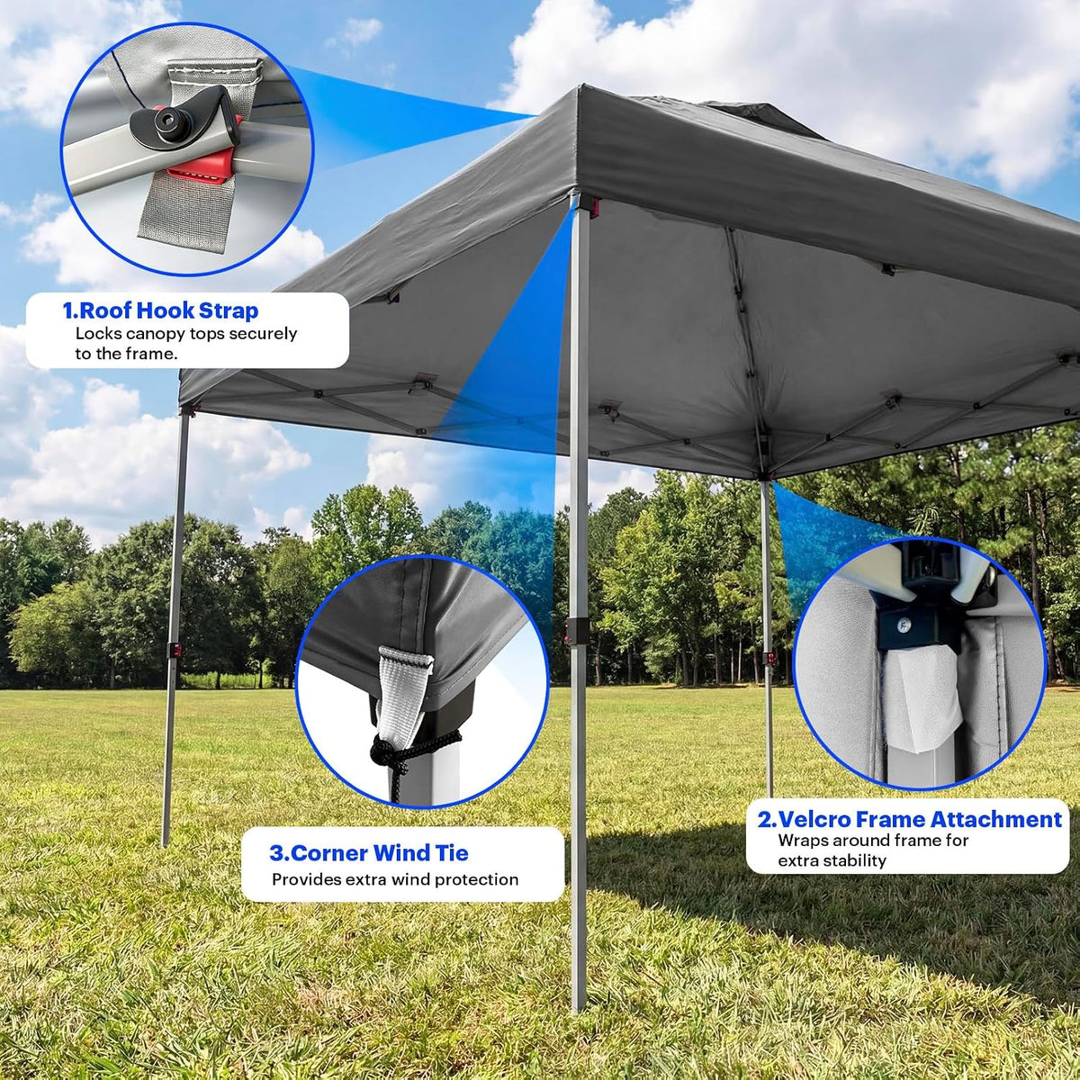 10x10ft Replacement Canopy Top with Air Vent— Instant Canopy Top Cover ONLY,Canopy Tent Top Cover for Straight Leg Canopy Frame - for Outdoor Garden Patio Sun Shade，No Frame (Dark Gray)