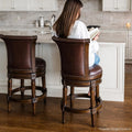 Maven Lane Pullman Bar Stool, Dark Brown, Brown Faux Leather, 31", Set of 4