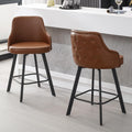 Counter Height Bar Stools Set of 2 with Back, 26" Faux Leather Swivel Chair