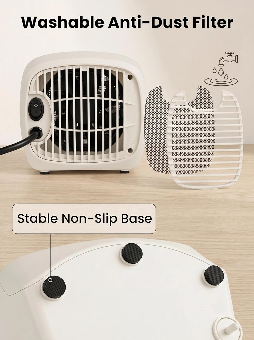 Small Space Heater with Magnetic Remote for Indoor Use