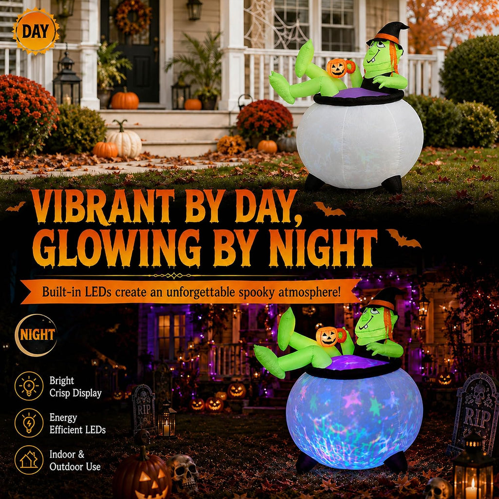 5 FT Halloween Inflatables Outdoor Decoration, LED Outdoor Yard Decoration