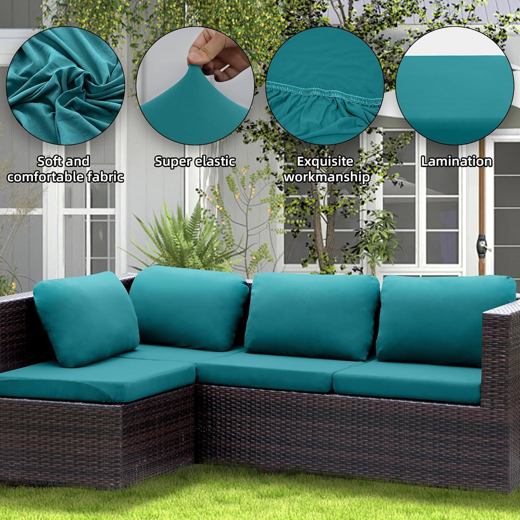 12PCS Patio Cushion Covers， Stretch Patio Furniture Couch SeatSlipcovers