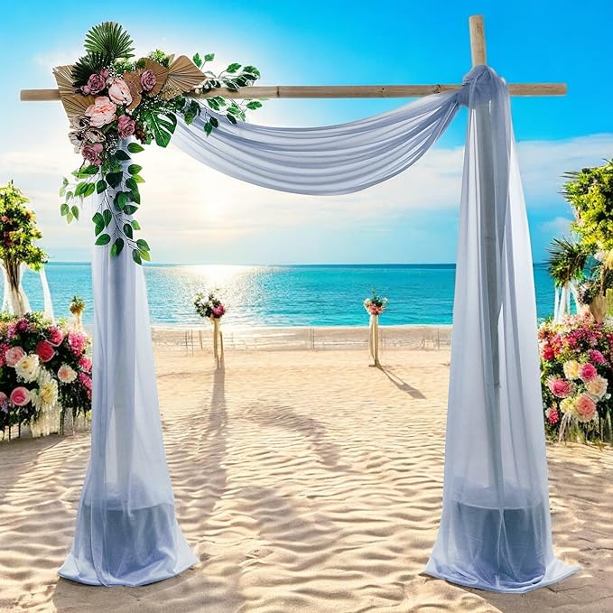 MDS Halloween Chiffon Draping Fabric - 2 Panel, 30" Wide x 100ft Long - Sheer Spooky Arbor & Canopy Drapery for Haunted House Backdrops, Party Ceilings, DIY Costumes & Themed Events - Dusty Blue (Pack of 2)