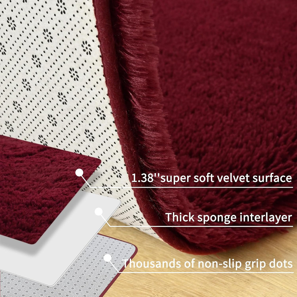 8x10 Large Burgundy Red Area Rug Plush