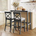 LUMISOL 3 Piece Pub Table and Chair Set, Small Bar Height Kitchen Table and Chairs, Breakfast Nook Table Set, 3 Piece High Top Dining Table for 2, Gray