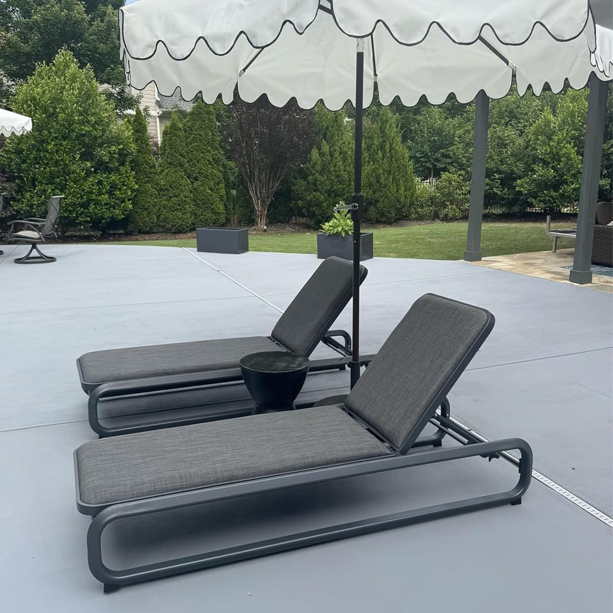 PURPLE LEAF Outdoor Patio Chaise Lounge Chairs with Thick Cushion Dark Gray