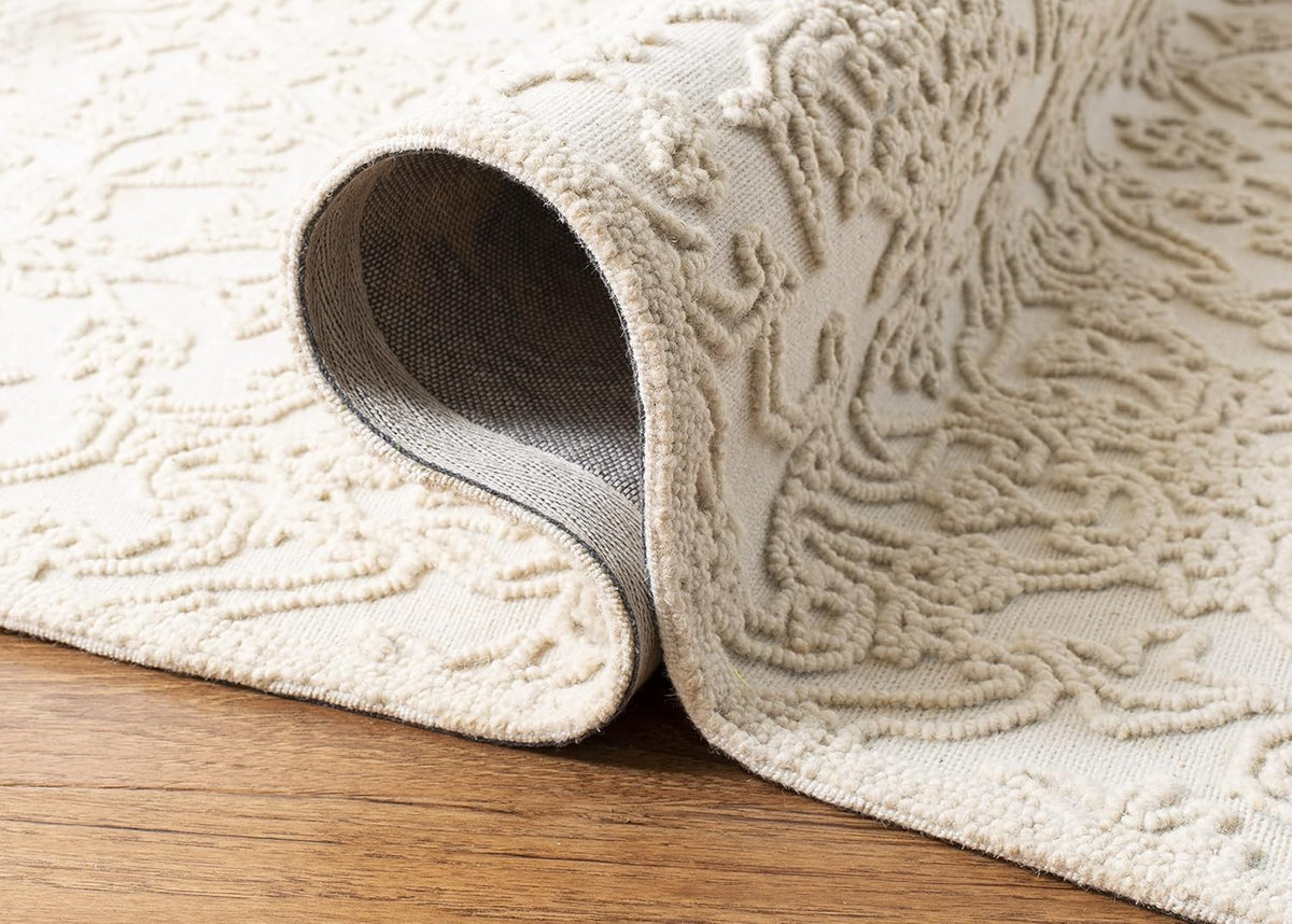 SAFAVIEH Trace Collection Area Rug - 10' x 14', Ivory, Handmade Wool, Ideal for High Traffic Areas in Living Room, Bedroom (TRC102C)