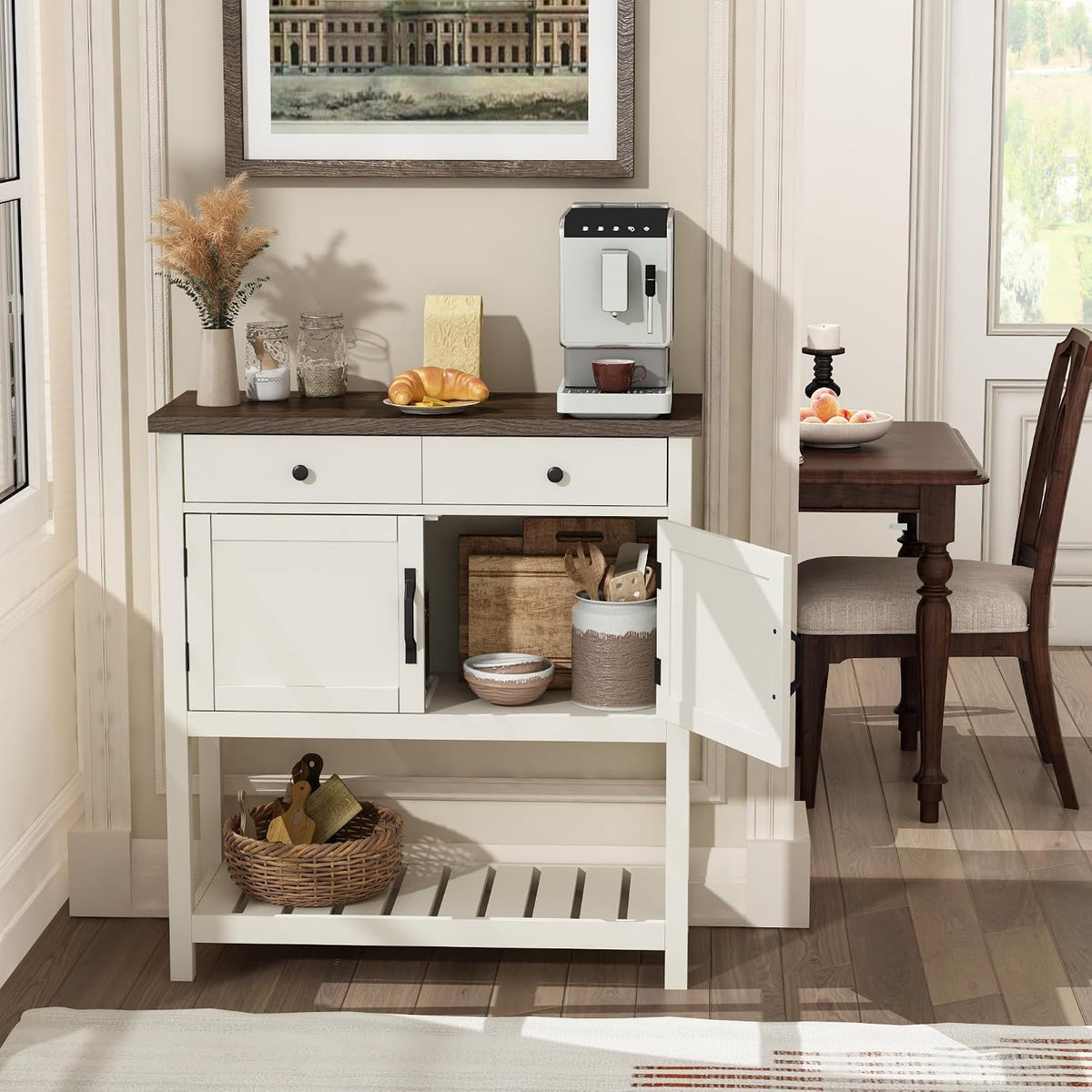 ChooChoo Farmhouse Console Table, 33.5" W Entryway Cabinet with Drawer