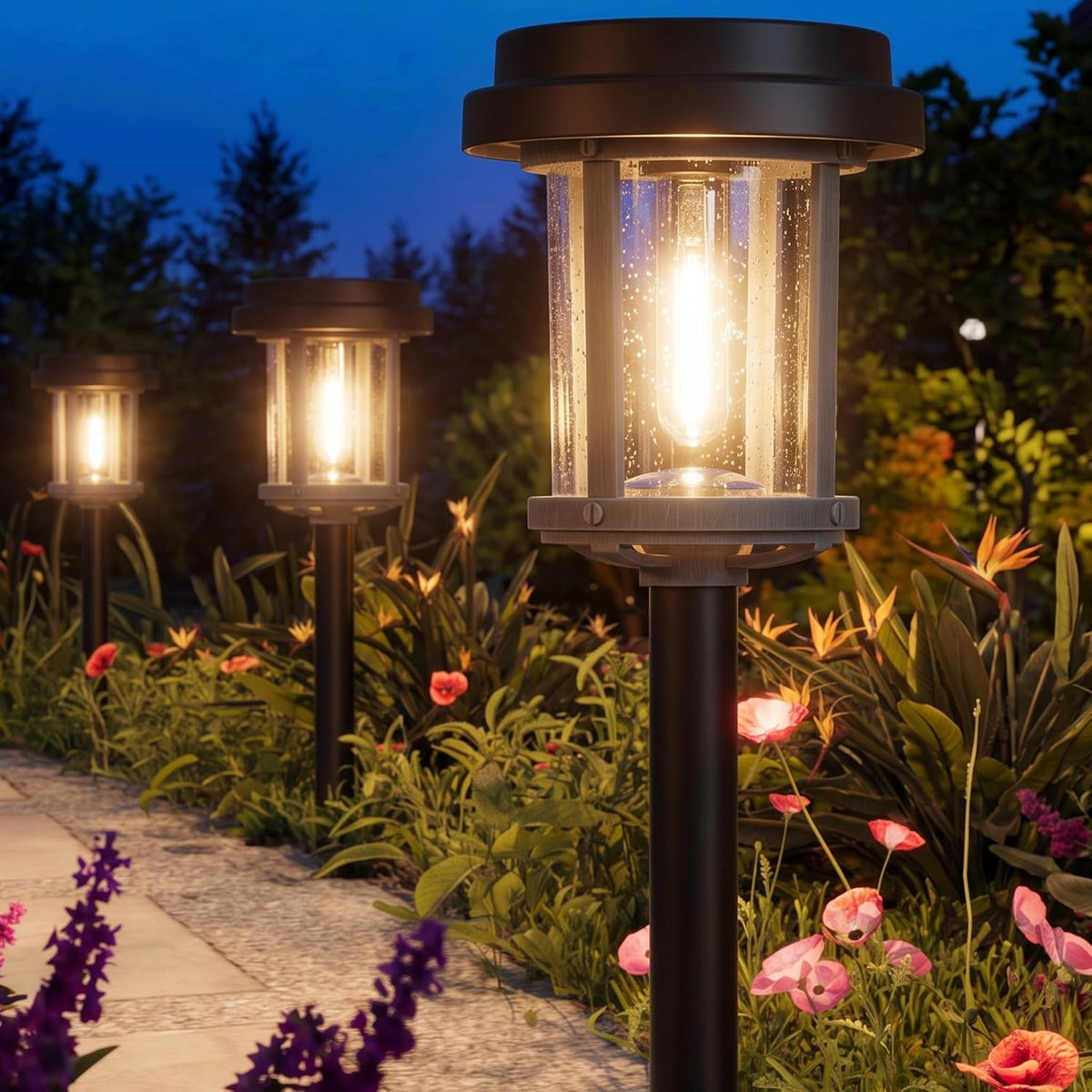 XMCOSY+ 6 Pack Solar Pathway Lights Outdoor, 20 LM Solar Lights for Garden