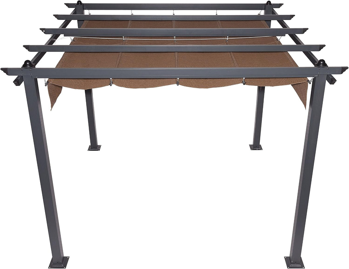 Coolaroo Aurora Pergola, Backyard or Patio Shade Pergola, Light Filtering 90% UV Block, 9'10" x 9'10", Mocha