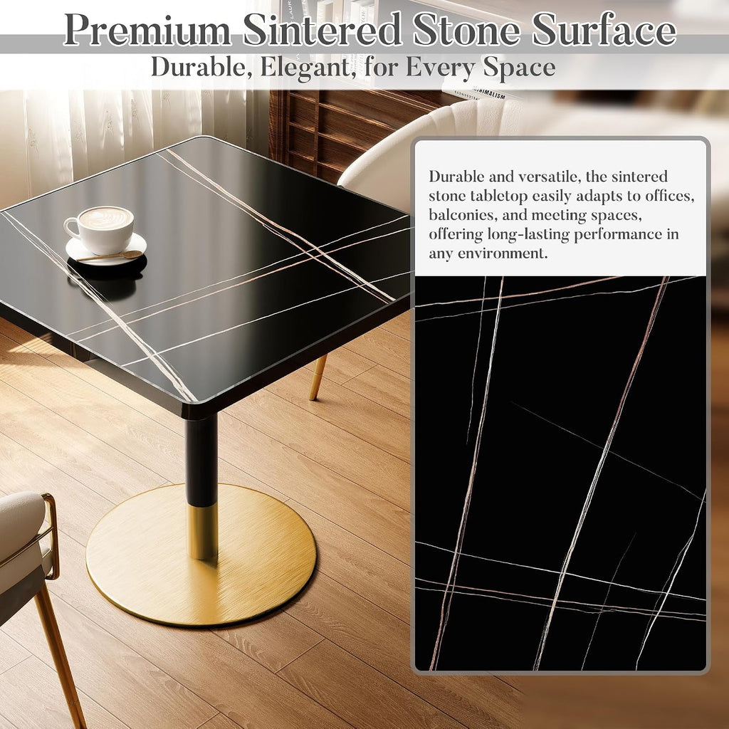 31.5'' Tulip Table, Square Dining Table with Sintered Stone Tabletop