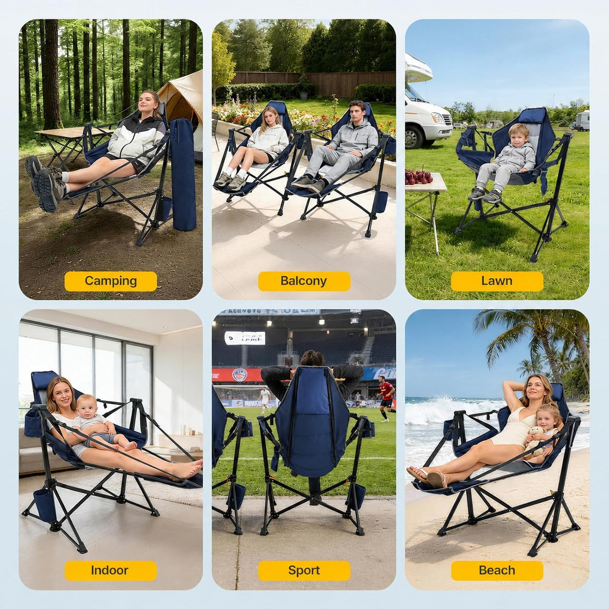 ZENPETIO Hammock Camping Chair with Footrest, 2PK Oversized Recliner Chairs