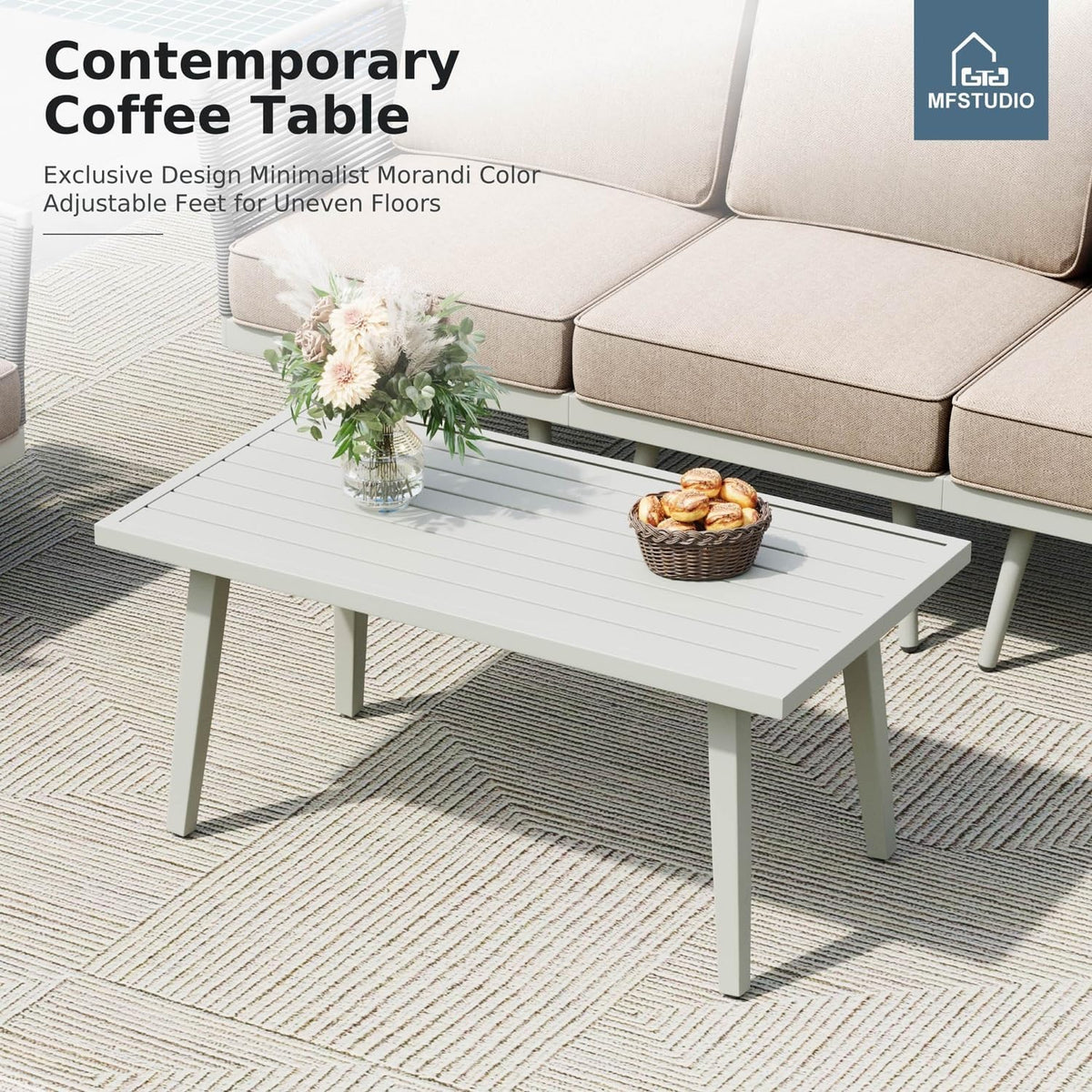 MFSTUDIO 7-Seat Rope Patio Furniture Set with Cushion