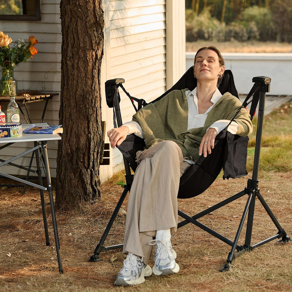 Portal Hammock Camping Chair,Adjustable Recline Backrest,Black