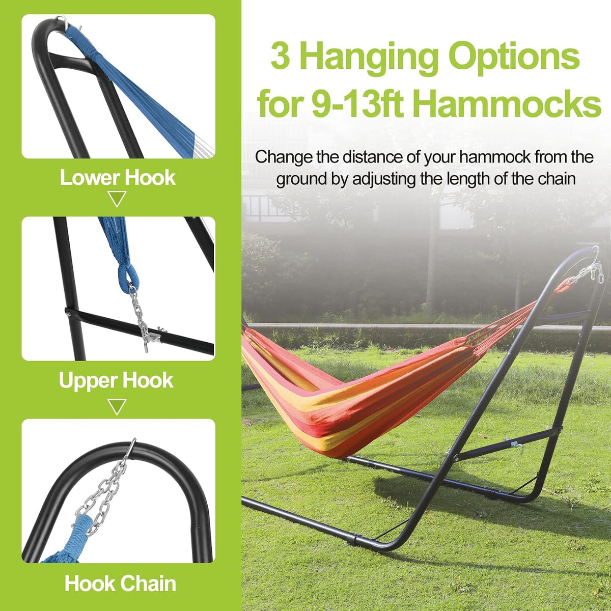 Duble Heavy Duty Steel Hammock Stand for Outside, 550 LBS Capacity