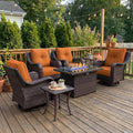 LayinSun 7 Piece Wicker Outdoor Furniture Set with 6-inch Comfy Cushions