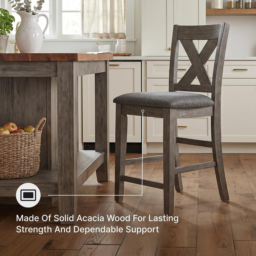 Signature Design by Ashley Caitbrook X-Back Bar Stools Set of 2, Gray