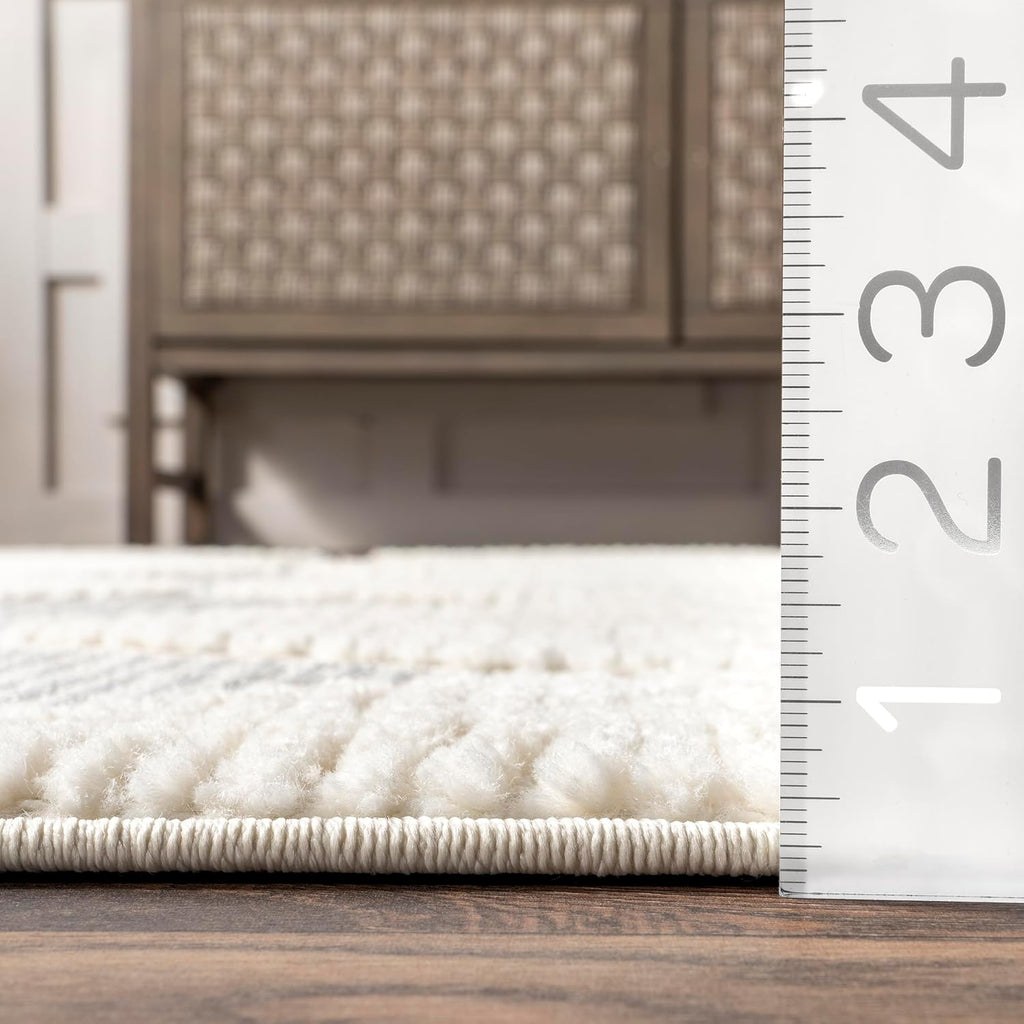 nuLOOM Marissa Off White Diamond Power Loomed Area Rug, 12' x 15'
