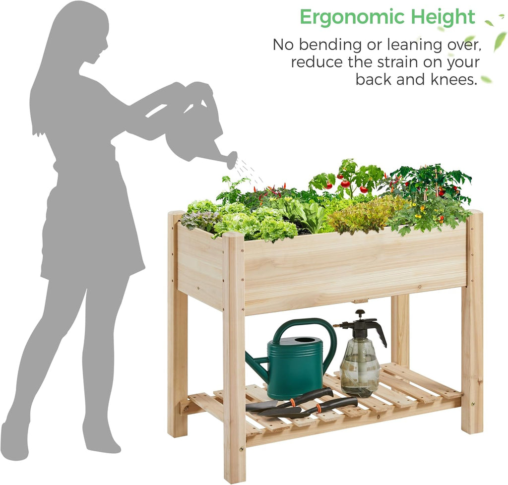 Yaheetech 34" Raised Garden Bed with Legs, Wooden Planter Box, 1Pcs