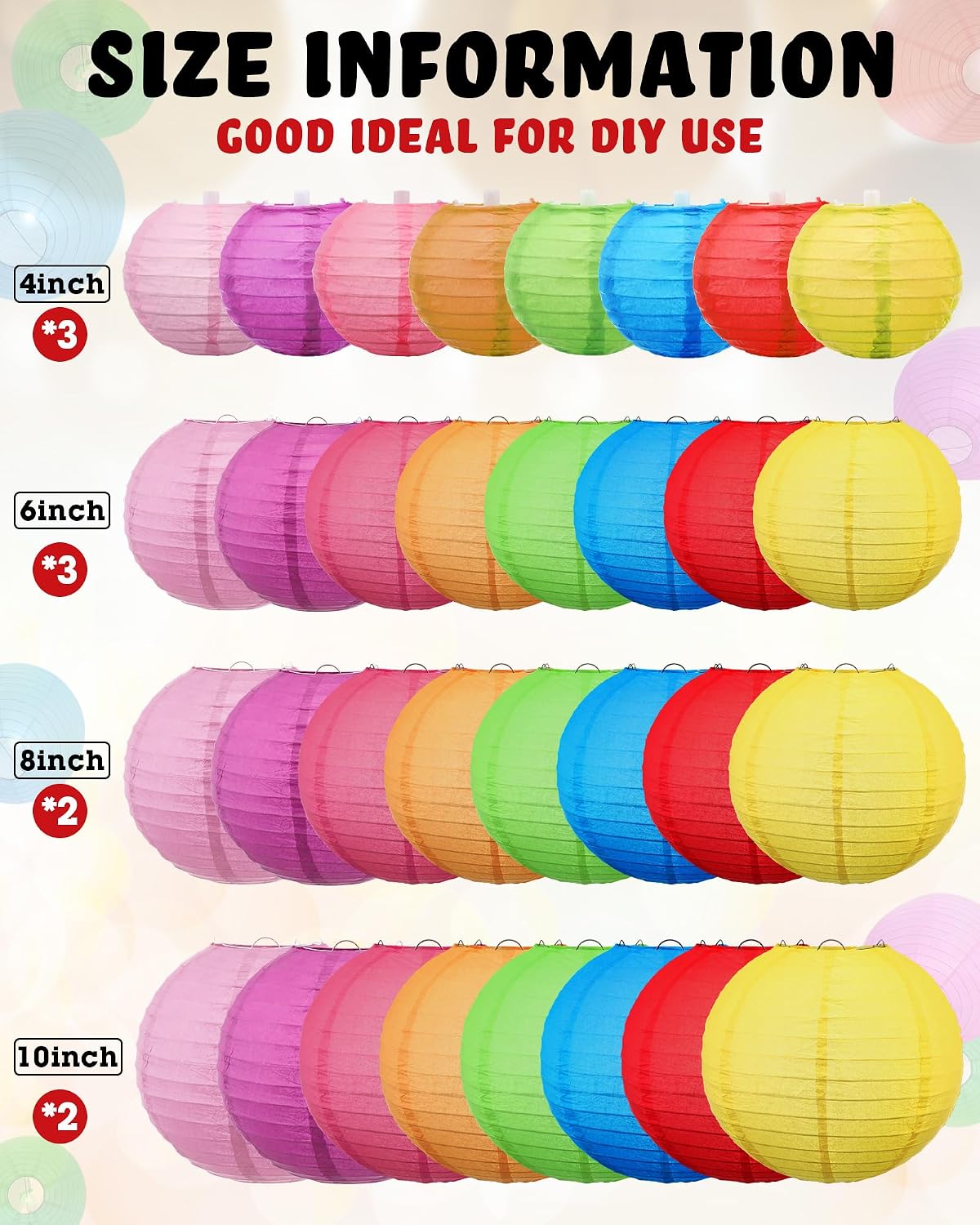 Treela 80 Pcs Colorful Paper Lanterns Chinese Japanese Lantern Party Decor