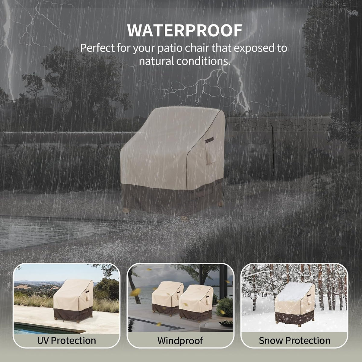 KylinLucky Outdoor Patio Chair Covers 32 x 37 x 36 inch 2 Pack Waterproof