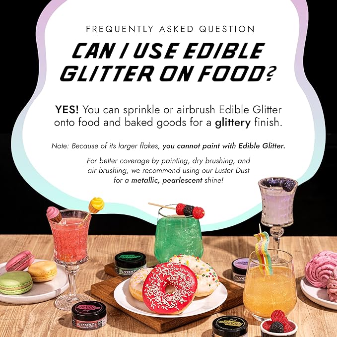MONÉGASQUE Iridescent Edible Glitter for Drinks 10g – Halloween Edible Glitter for Cakes & Cocktails - Cocktail & Drink Shimmer Powder - Food Decorating Sprinkles, Cupcakes, & Cake Decorations Spray
