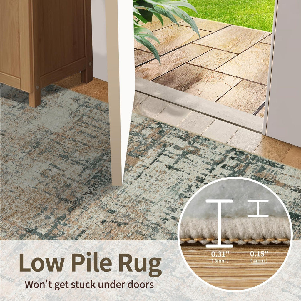 Rugxara 6x9 Green Rug,Modern Moss Abstrac Washable Rug for Living Room