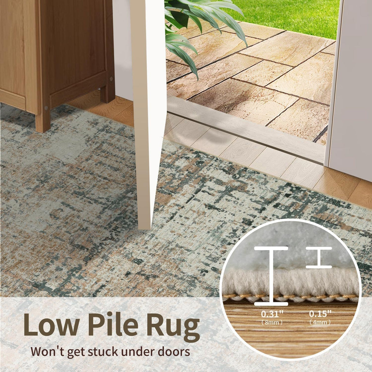 Rugxara 6x9 Green Rug,Modern Moss Abstrac Washable Rug for Living Room