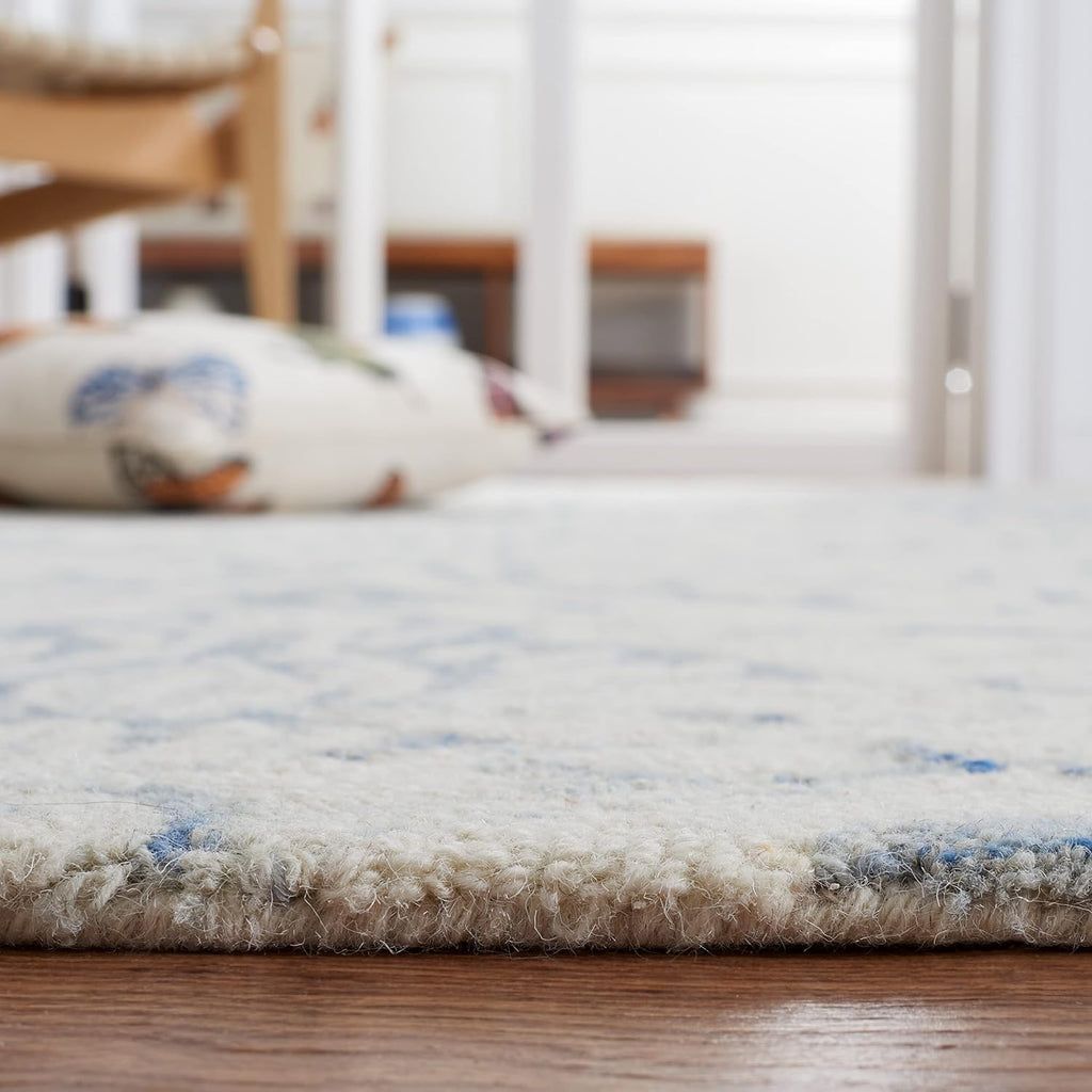 SAFAVIEH Micro-Loop Collection 10' x 14' IvoryBlue MLP532A Handmade Premium Wool Living Room Dining Bedroom Area Rug