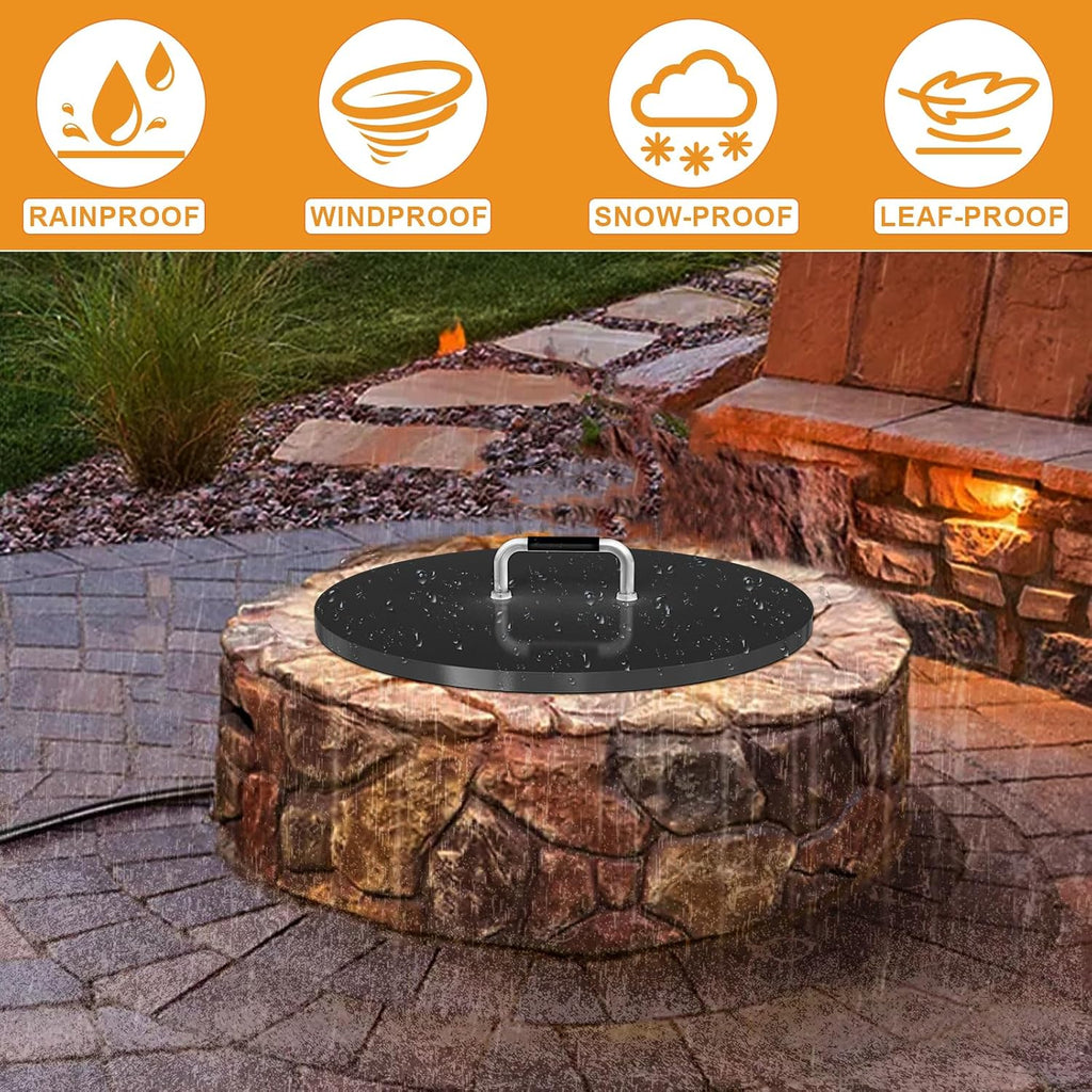 28 inch Fire Pit Round Metal Cover for Outdoor Built-in Stone Fire Pit