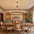 60-Inch Wagon Wheel Chandelier 42-Light Wood Rustic Farmhouse Light Fixture