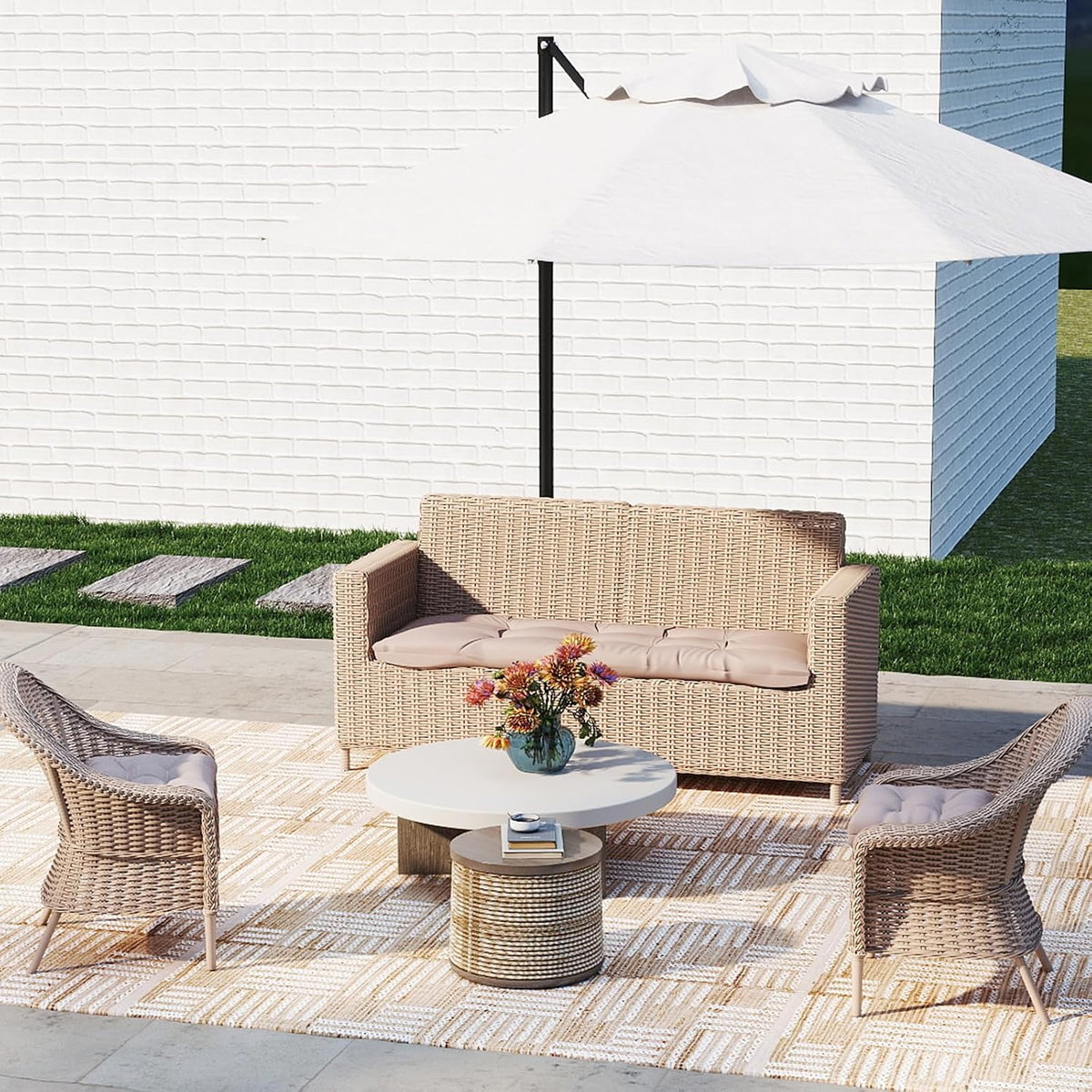 Outdoor Bench Cushion 44x22x4 Inch Loveseat Pad, Taupe