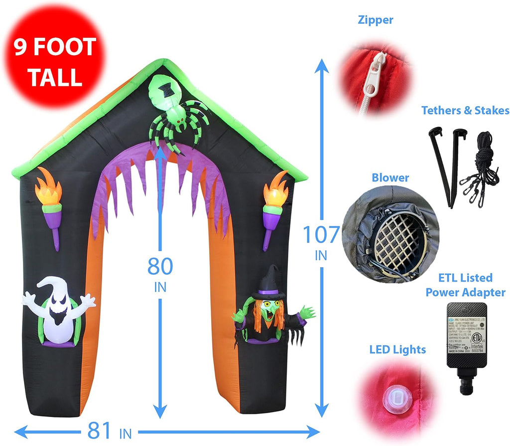 9 FT Tall LED Lighted Halloween Inflatable Castle