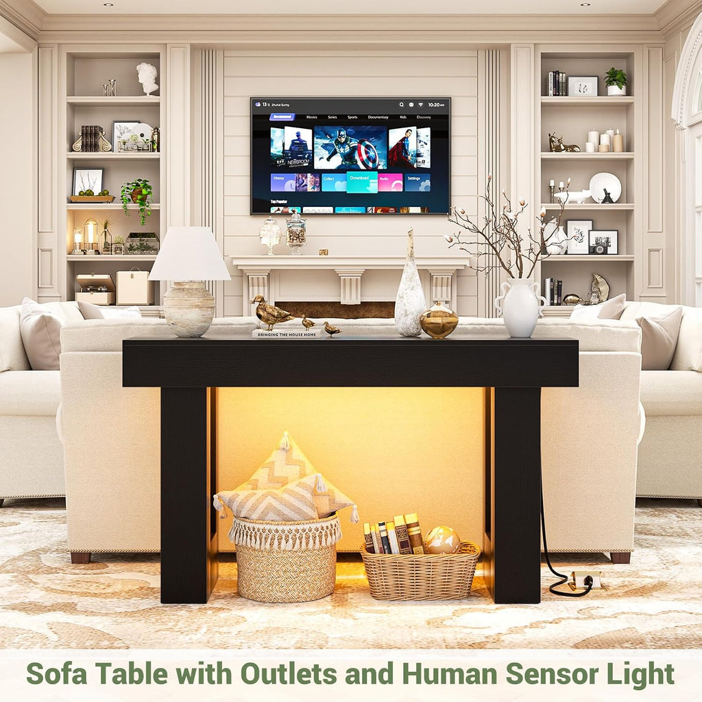 Unikito 47" Entryway Table with Sensor Light & AC Outlets with USB-C Ports
