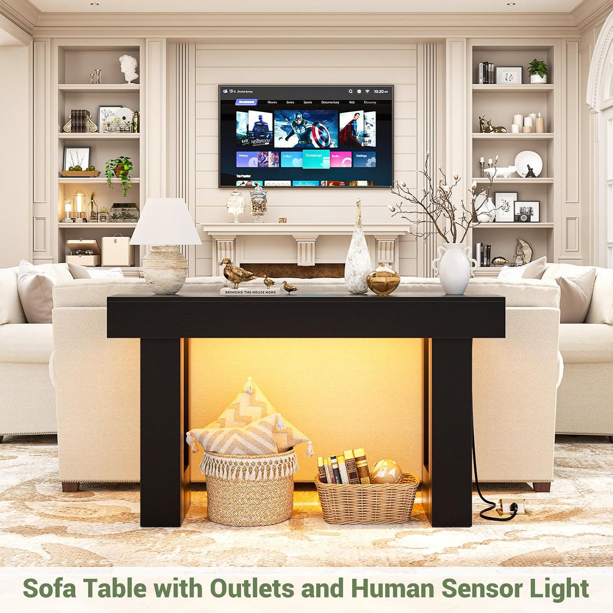 Unikito 47" Entryway Table with Sensor Light & AC Outlets with USB-C Ports