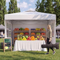 10x10 One Push Pop Up Canopy Tent with Vented Roof, White