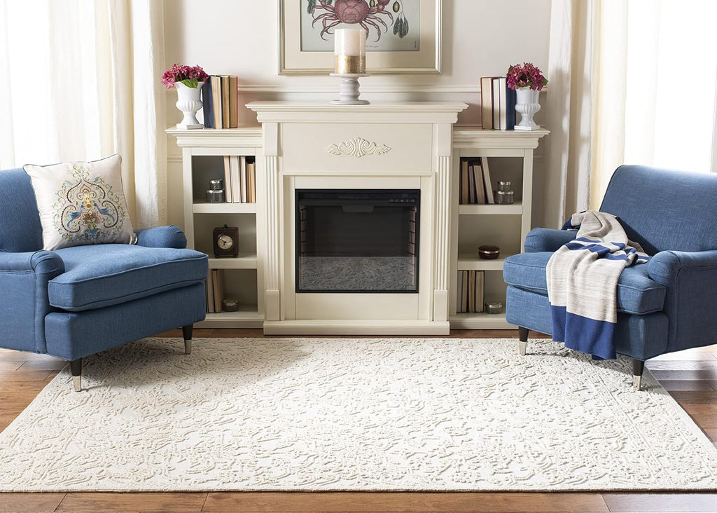 SAFAVIEH Trace Collection Area Rug - 10' x 14', Ivory, Handmade Wool, Ideal for High Traffic Areas in Living Room, Bedroom (TRC102C)
