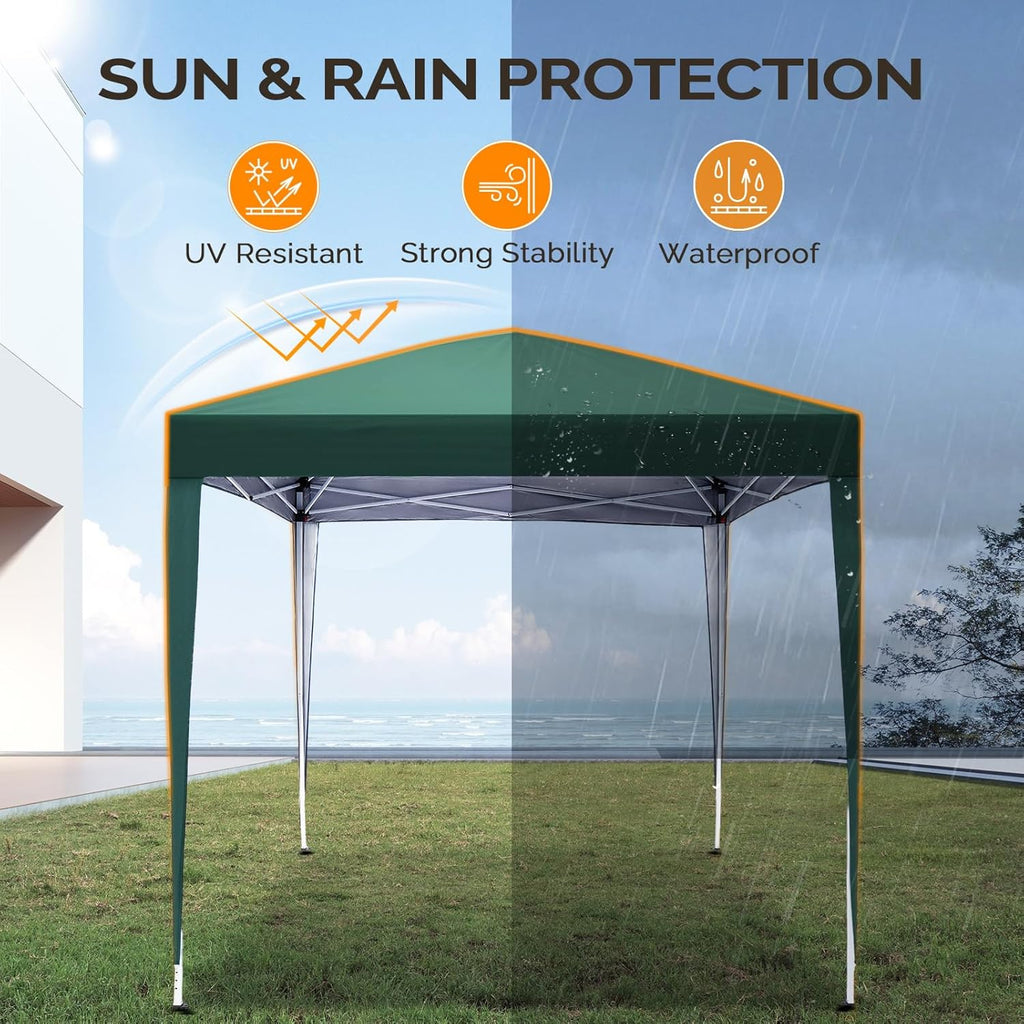 VINGLI 6.5x6.5 Pop Up Canopy Tent with Sidewalls, Outdoor Gazebo Canopy Tent, Patio Event Tents Outdoor Event Shelter for Parties (Green)