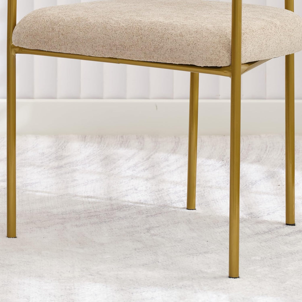 boucle dining chairs set of 6, gold metal, package contents