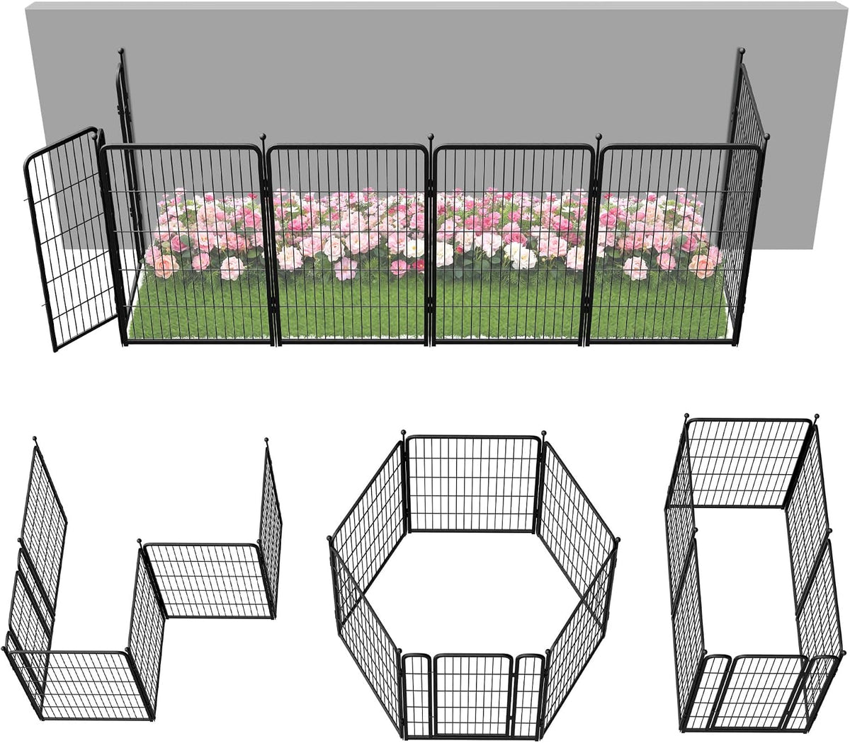 FXW No Dig Garden Fence, Outdoor for Yard, 40in(H) x 13.6ft(L), 6 Panels