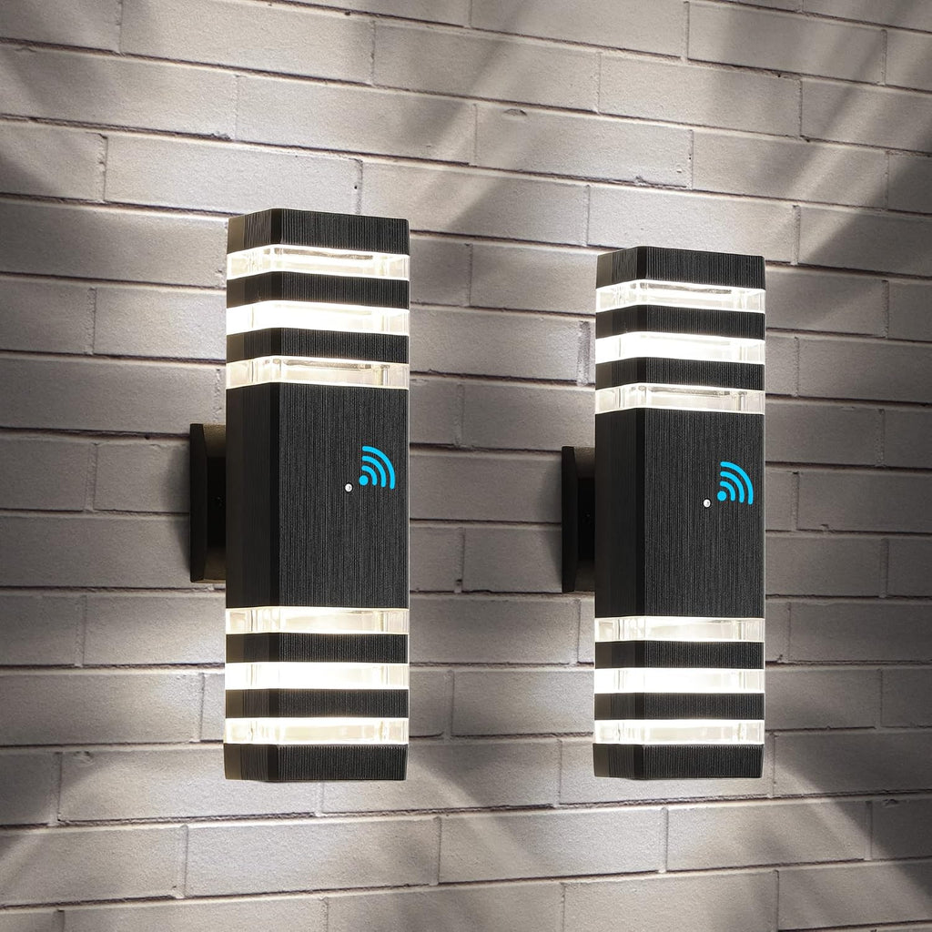 2 Pack Dusk to Dawn Outdoor Wall Lights Modern Black Exterior Light Fixture